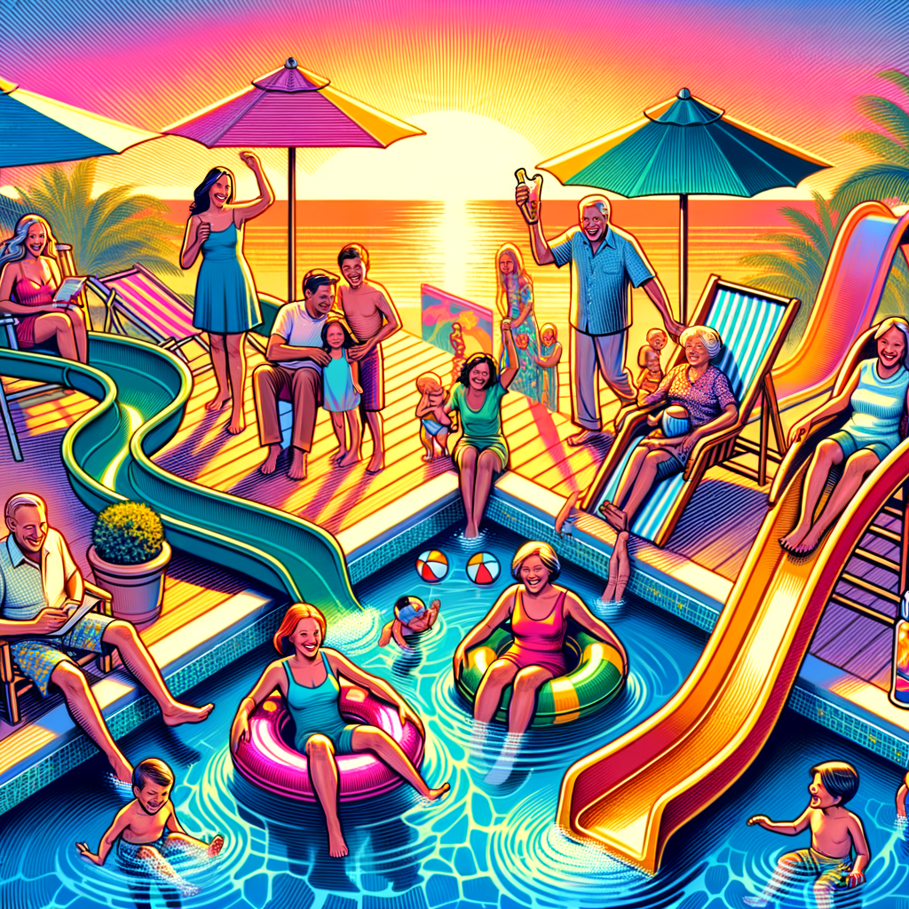 Families enjoying top-rated pool slides of 2024, highlighting best pool slides and features from family pool slide reviews, enhancing pool fun for a 2024 guide to pool slides.