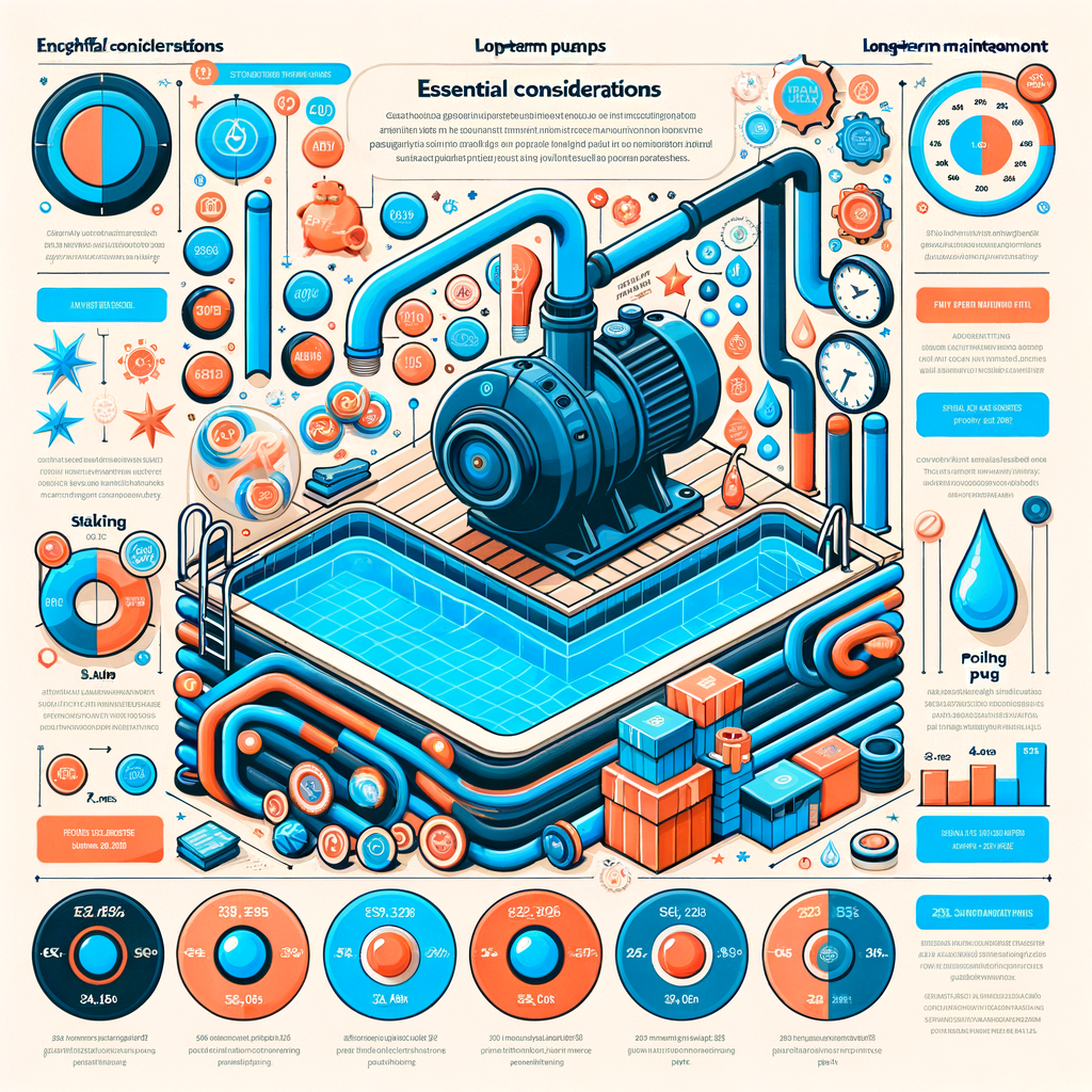 Infographic detailing pool pump investment guide, comparing cost, efficiency, and maintenance of best pool pumps, essential considerations for buying a pool pump and investing in pool equipment.